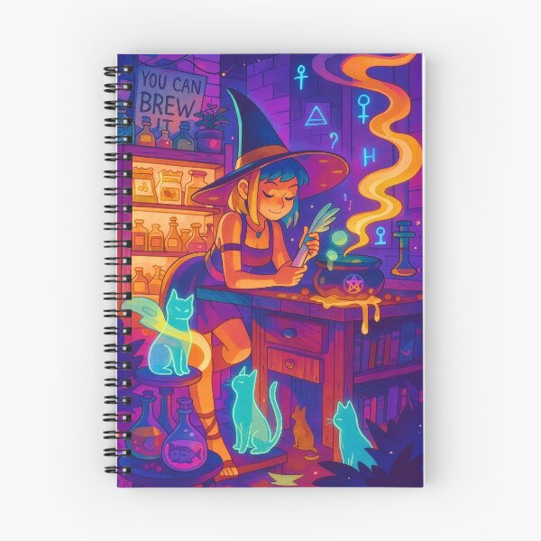 Item preview, Cozy Witch Brewing Potions With Ghost Cats designed and sold by ChaosCutie.