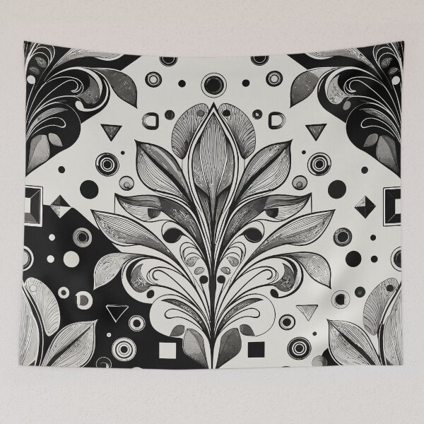 Item preview, Black and White Ornamental Geometric Pattern designed and sold by RidaSalArt.