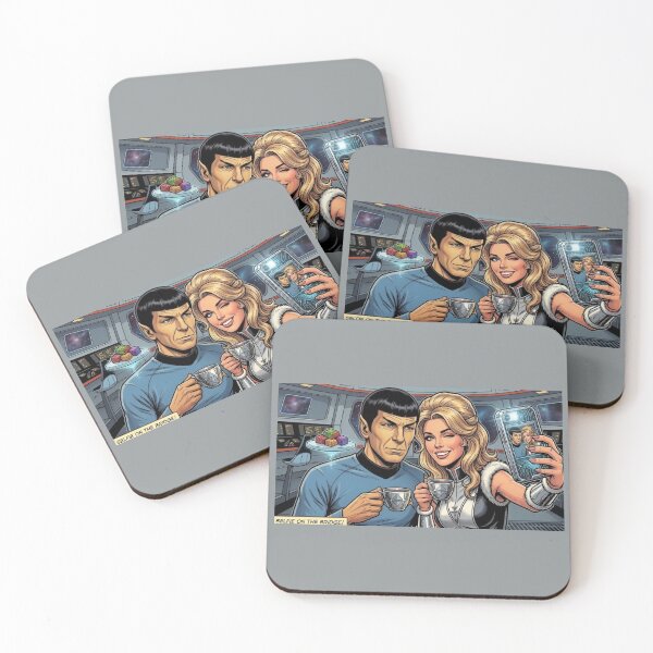 Item preview, Selfie on the Bridge | Retro Sci-Fi Humor Art Print designed and sold by SammyMorry.