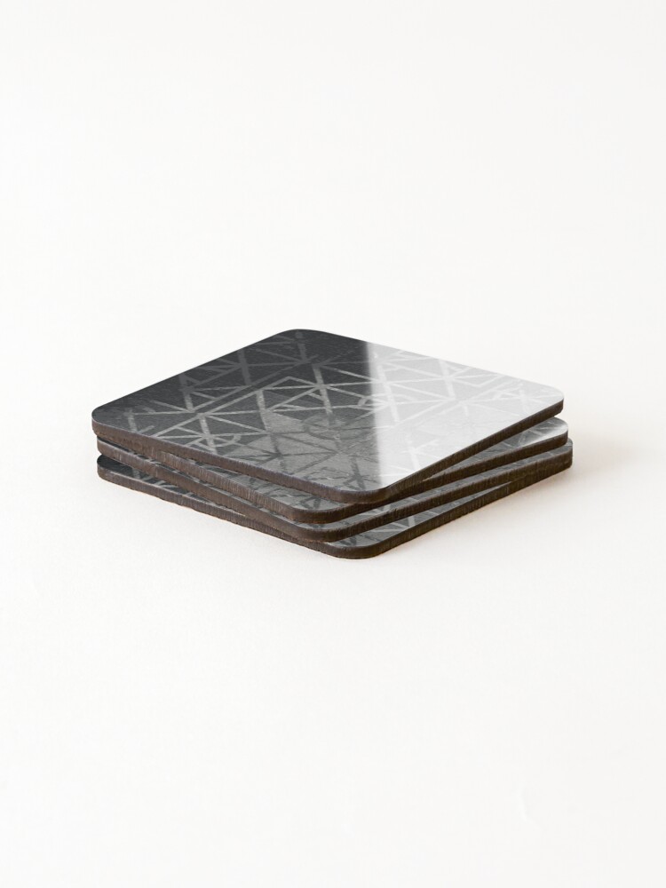 Thumbnail 4 of 5, Coasters (Set of 4), Dark Geometric Abstract Pattern Texture designed and sold by RidaSalArt.