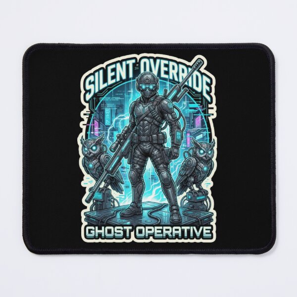 Item preview, Silent Override: Ghost Operative - Cyberpunk Sniper & Robotic Owls designed and sold by ArtisticlyVibes.