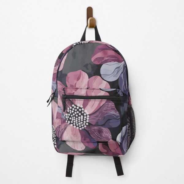 Item preview, Bold Purple and Pink Flower Pattern on Dark Background designed and sold by RidaSalArt.