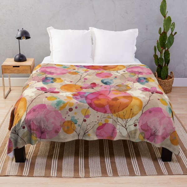 Item preview, Watercolor Floral Circles Pattern in Pink and Orange designed and sold by RidaSalArt.