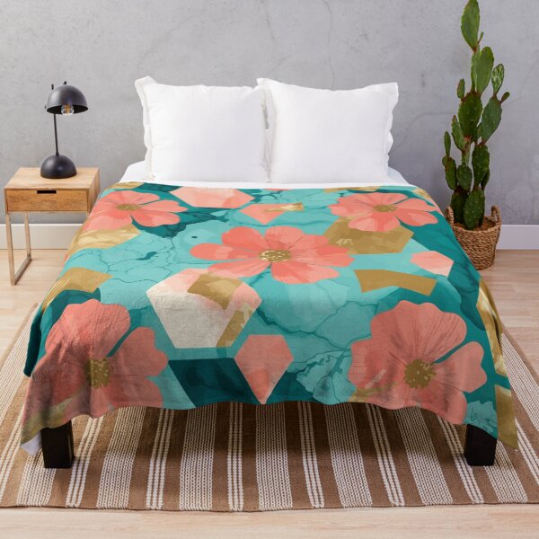 Item preview, Coral Flower Gold Geometric Pattern designed and sold by RidaSalArt.