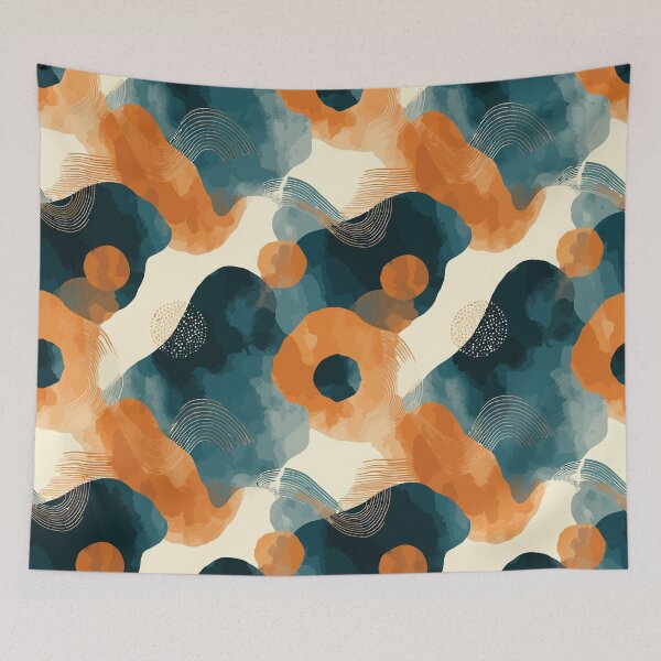 Item preview, Abstract Blue Orange Fluid Pattern designed and sold by RidaSalArt.