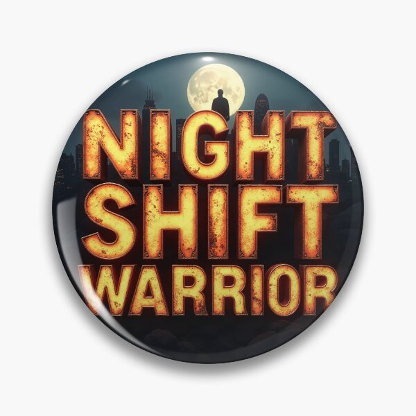 Item preview, Night Shift Warrior - Industrial Glowing Text Moon Art designed and sold by DesignsByDessie.