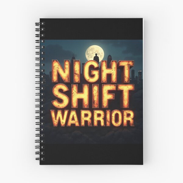 Item preview, Night Shift Warrior - Industrial Glowing Text Moon Art designed and sold by DesignsByDessie.