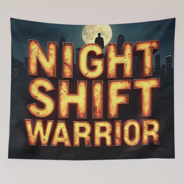 Item preview, Night Shift Warrior - Industrial Glowing Text Moon Art designed and sold by DesignsByDessie.