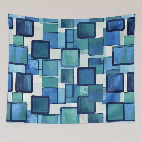 Item preview,  Blue Geometric Abstract Square Pattern designed and sold by RidaSalArt.