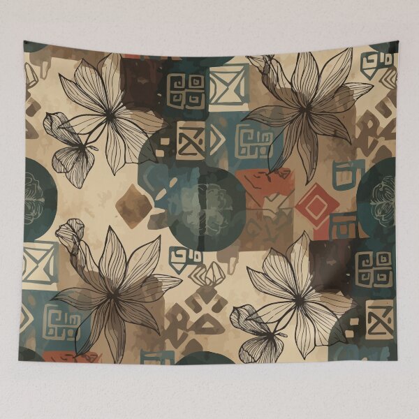 Item preview, Earthy Abstract Floral Pattern designed and sold by RidaSalArt.