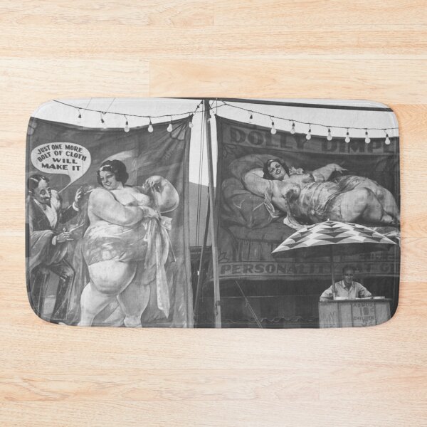 Item preview, Vintage traveling carnival advertisement roadside signs at Strawberry Festival, Plant City, Florida black and white photographic art print designed and sold by Astrid Arkhangelsky.