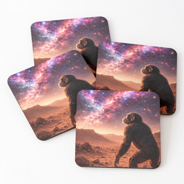 Item preview, Cosmic Chimpanzee Gazing at the Galaxy designed and sold by ImaginingNebulae.