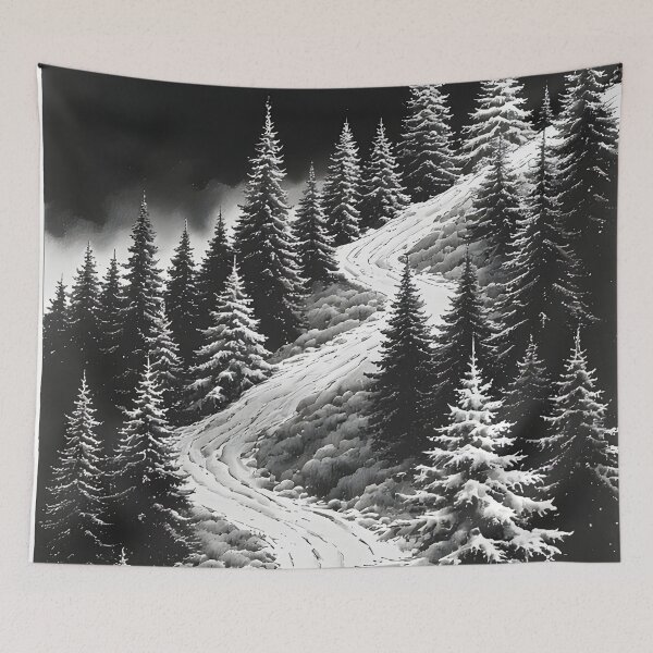 Item preview, Snow-covered path in the pine forest designed and sold by Mianku | Für das Leben.