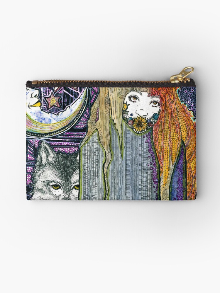 A Wolf At The Door In Color Zipper Pouch By Nickeynickers