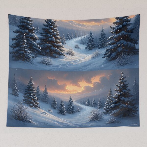 Item preview, Winter landscape with snow-covered trees and path designed and sold by Mianku | Für das Leben.