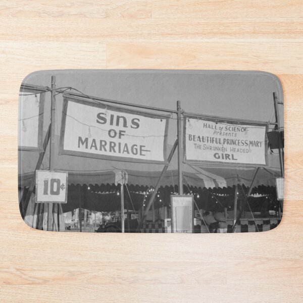 Item preview, Freak show, sins of marriage and shrunken headed girl Plant City, Florida, strawberry festival and traveling side show carnival advertisement photograph designed and sold by Astrid Arkhangelsky.