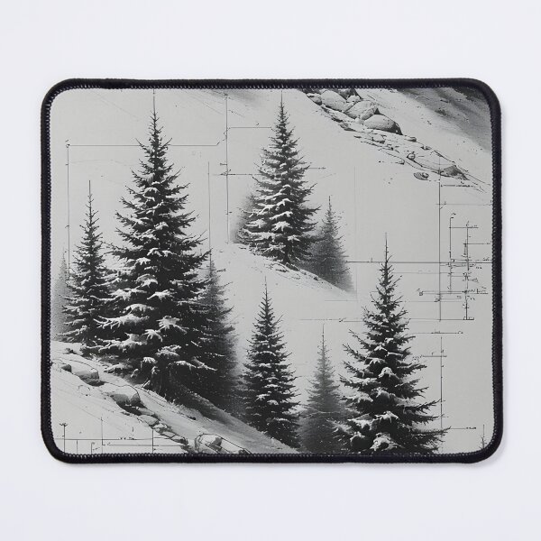 Artikelvorschau, Winterlandschaft mit Tannenbäumen, Bleistiftzeichnung entworfen und verkauft von Mianku | Für das Leben.