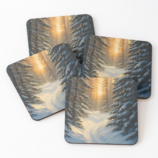 Item preview, Winter path in the snow-covered coniferous forest designed and sold by Mianku | Für das Leben.