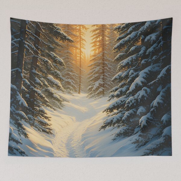 Item preview, Winter path in the snow-covered coniferous forest designed and sold by Mianku | Für das Leben.