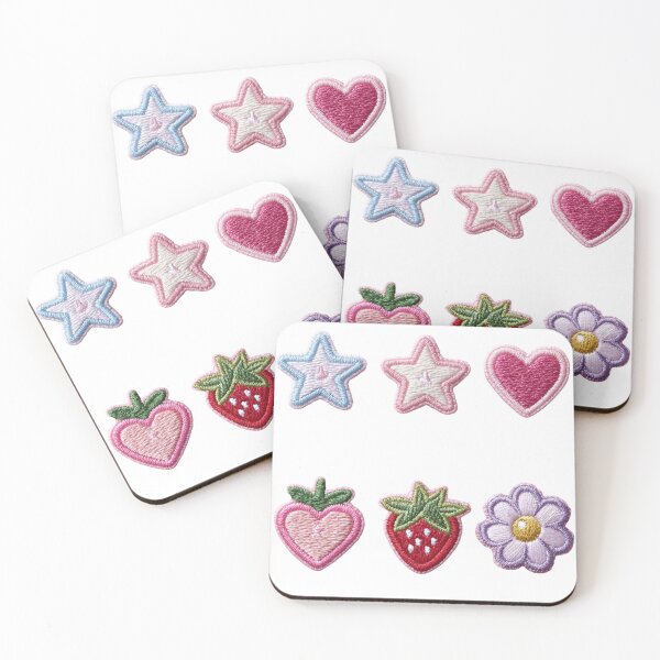 Item preview, Mini patches sticker pack, star ,strawberry, & hearts designed and sold by MendaciousMina.
