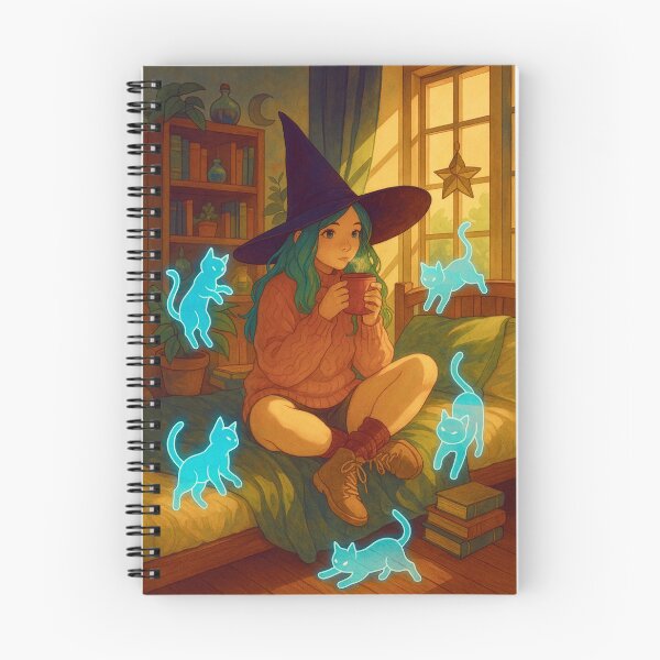 Item preview, Cozy Witch Drinking Tea With Ghost Cats designed and sold by ChaosCutie.