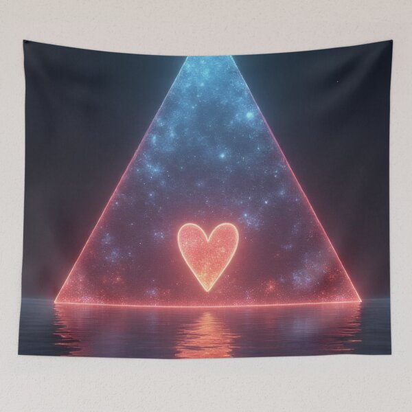 Item preview, Glowing heart in a cosmic pyramid by the water designed and sold by Mianku | Für das Leben.