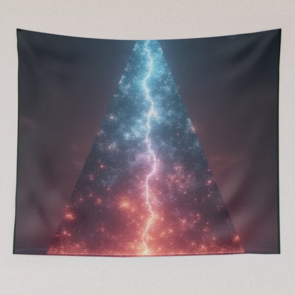 Item preview, Cosmic pyramid with lightning over water designed and sold by Mianku | Für das Leben.