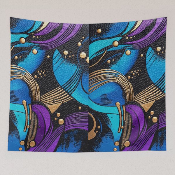 Item preview, Abstract Blue Purple Gold Fluid Art Pattern designed and sold by RidaSalArt.