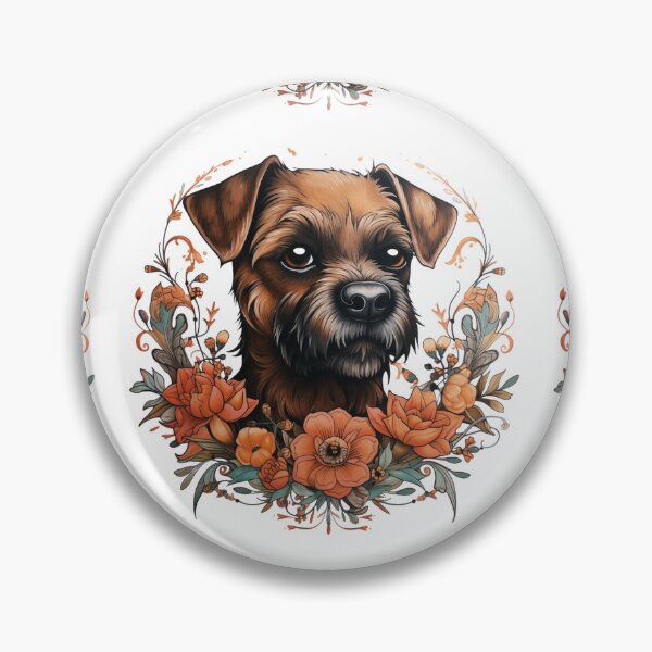 Item preview, Neo-traditional Border Terrier with flowers designed and sold by MendaciousMina.