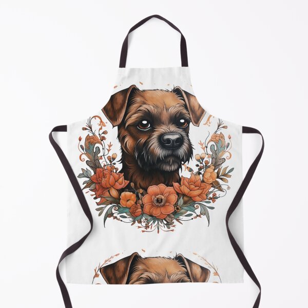 Item preview, Neo-traditional Border Terrier with flowers designed and sold by MendaciousMina.