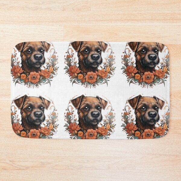 Item preview, Neo-traditional Border Terrier with flowers designed and sold by MendaciousMina.