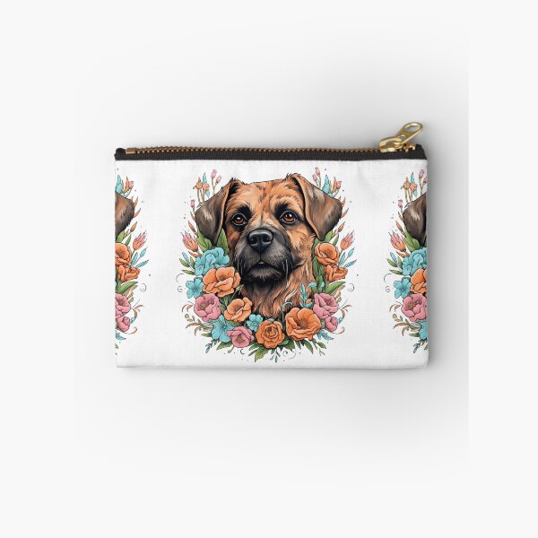Item preview, Neo-traditional Border Terrier with flowers designed and sold by MendaciousMina.