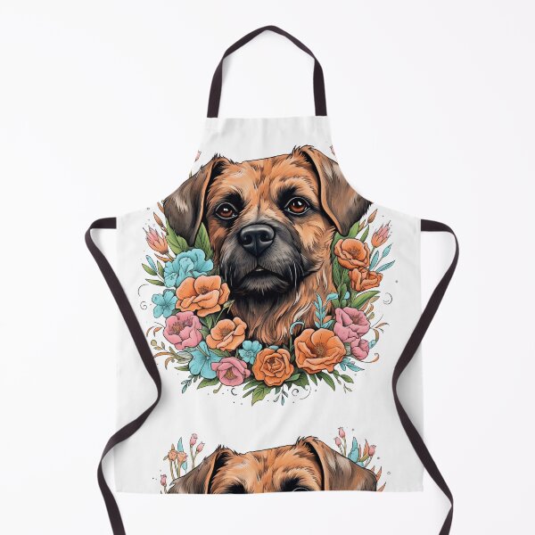 Item preview, Neo-traditional Border Terrier with flowers designed and sold by MendaciousMina.