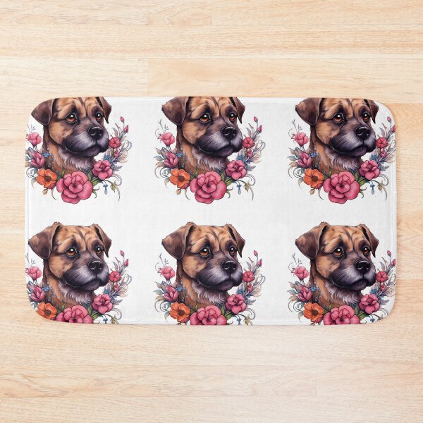 Item preview, Neo-traditional Border Terrier with flowers designed and sold by MendaciousMina.