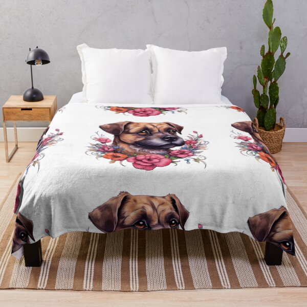 Item preview, Neo-traditional Border Terrier with flowers designed and sold by MendaciousMina.