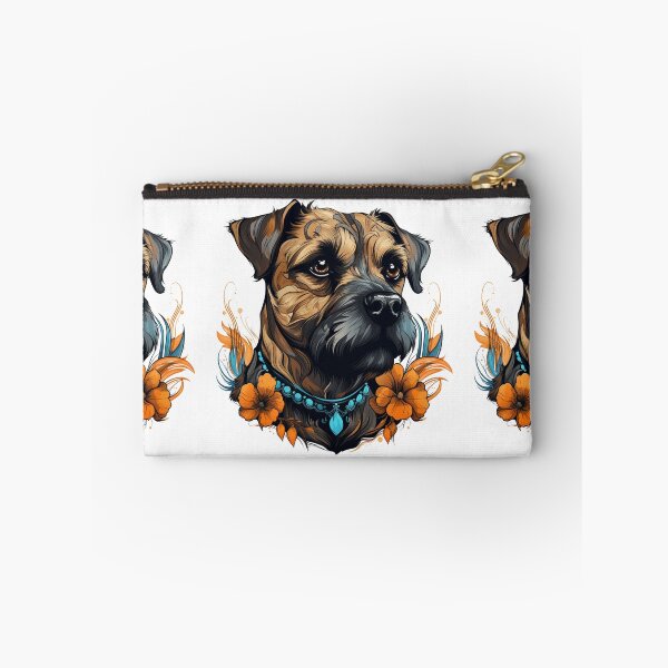 Item preview, Neo-traditional Border Terrier with flowers designed and sold by MendaciousMina.