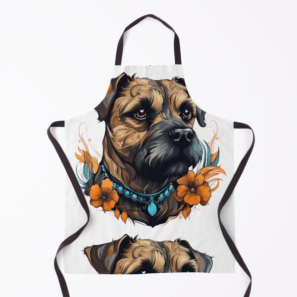 Item preview, Neo-traditional Border Terrier with flowers designed and sold by MendaciousMina.