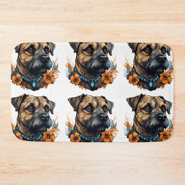 Item preview, Neo-traditional Border Terrier with flowers designed and sold by MendaciousMina.