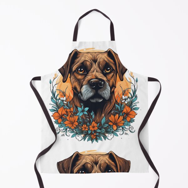 Item preview, Neo-traditional Border Terrier with flowers designed and sold by MendaciousMina.