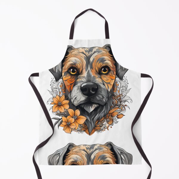 Item preview, Neo-traditional Border Terrier with flowers designed and sold by MendaciousMina.