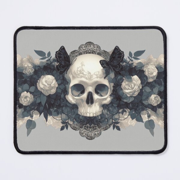 Item preview, Gothic skull with roses and butterflies designed and sold by OtterFactory.