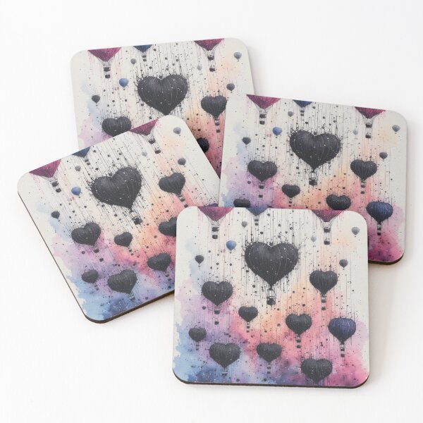Item preview, Heart-shaped balloons rise above a watercolor sky designed and sold by Mianku | Für das Leben.