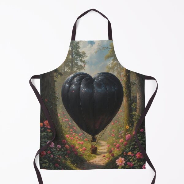 Item preview, Black heart-shaped balloon in a flowering forest. designed and sold by Mianku | Für das Leben.