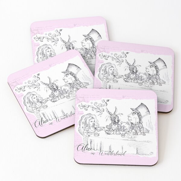 Item preview, Alice in Wonderland - Alice at Mad Hatter Tea Party, March Hare & Dormouse (ink drawing by ACCI) designed and sold by VanyssaGraphics.