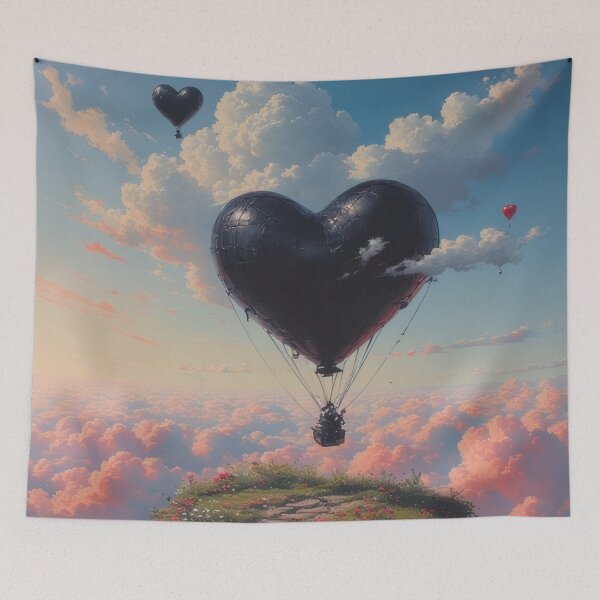 Item preview, Hearts float above a cloudscape designed and sold by Mianku | Für das Leben.