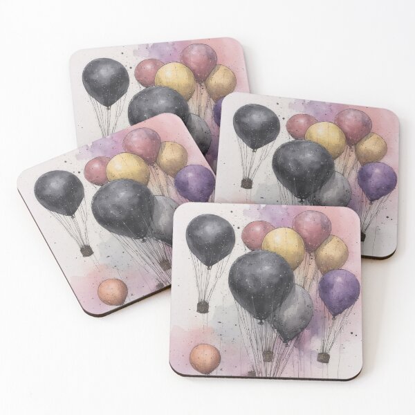 Item preview, Floating balloons in a watercolor sky designed and sold by Mianku | Für das Leben.
