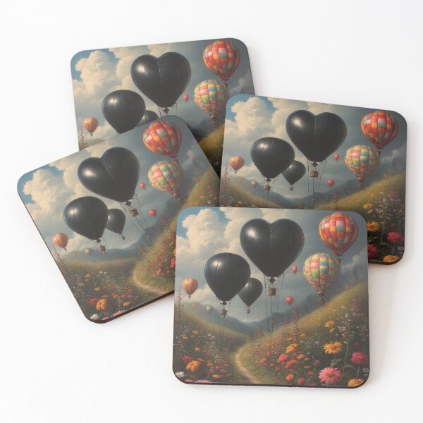 Item preview, Heart-shaped balloons above a blooming flower path designed and sold by Mianku | Für das Leben.