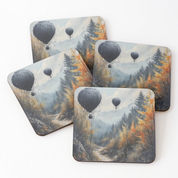 Item preview, Autumnal journey by airship over forest path designed and sold by Mianku | Für das Leben.