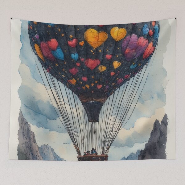 Item preview, Heart-shaped balloon flight over picturesque mountains designed and sold by Mianku | Für das Leben.