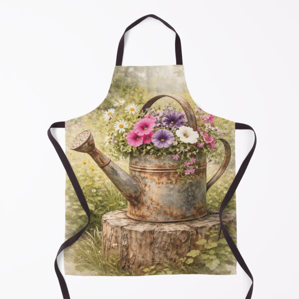 Item preview, Rustic Vintage Watering Can with Wildflowers - Shabby Chic Garden Decor Art designed and sold by ArtFreshStudio.